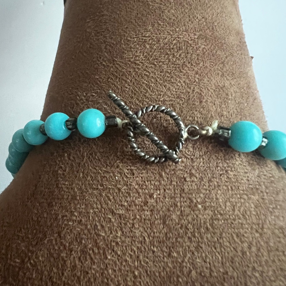 Vintage Turquoise Blue Beaded Graduated Statement Necklace 24" Coastal - Picture 3 of 3